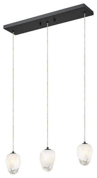 L20'' Black Frame Island Light With White Glass Hanging Pendants