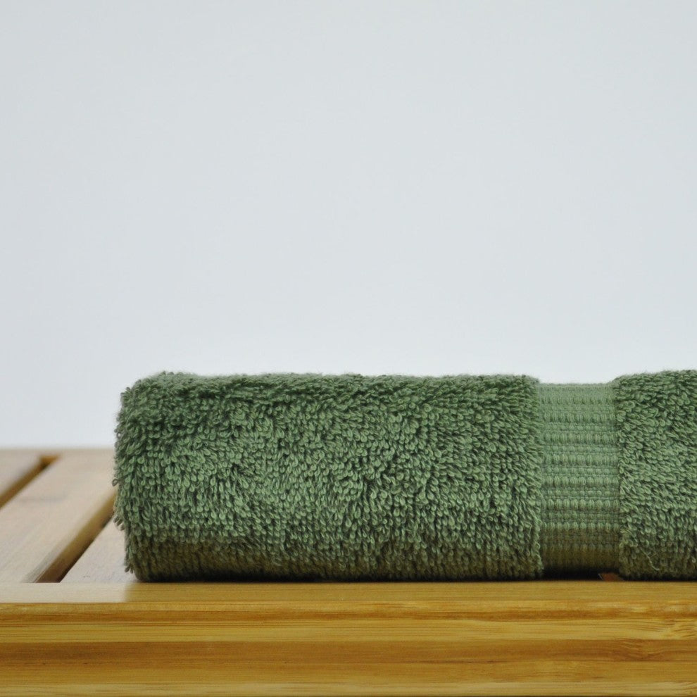 Dobby Border Luxury Hotel and Spa Wash Cloth, Set of 12,  Moss