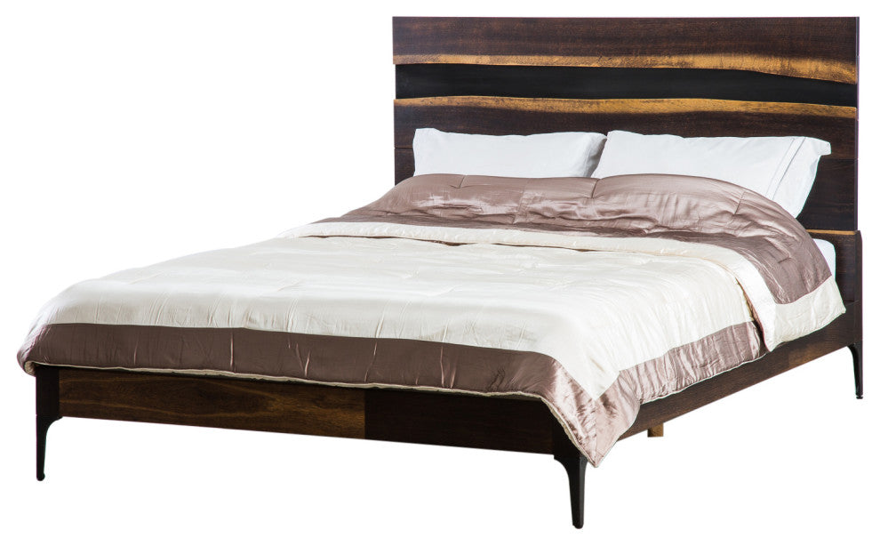 Prana Seared Oak Bed With Cast Iron Legs, King
