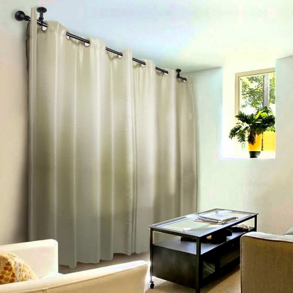 Globus Ceiling 1" Curtain Rod/Room Divider, Black, 120-170"