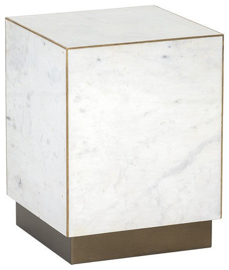 Daines End Table, White Marble