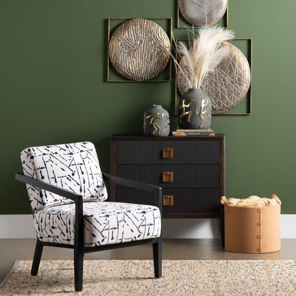 Charcoal and White Upholstered Accent Chair