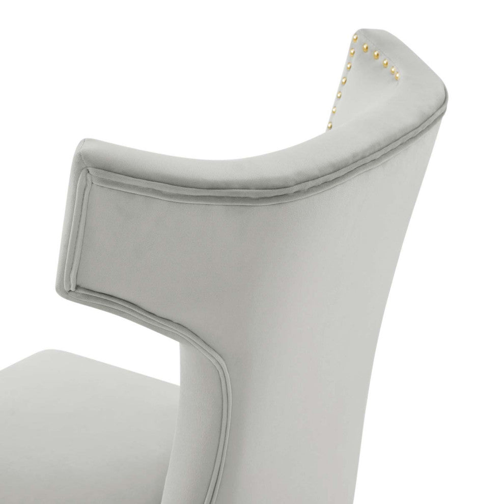 Dining Chair, Nailhead, Set of 2, Gray, Velvet, Modern, Bistro Hospitality