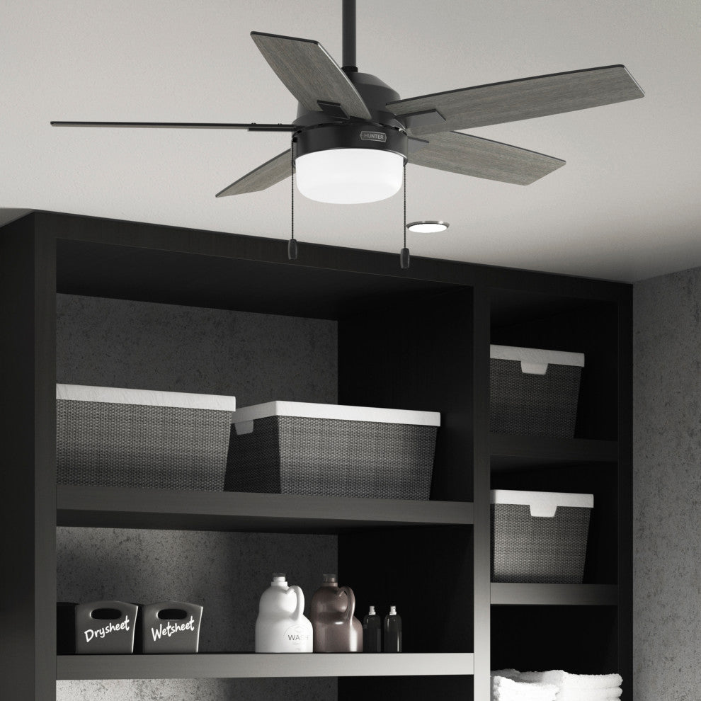 Hunter 44" Anisten Matte Black Ceiling Fan, LED Kit, Pull Chain