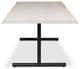 Brooks Dining Table, T Base, 40"x79", White Wash Top, Black Base