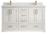 Boston 60" Double Bathroom Vanity in Alabaster 1.5" Empira Quartz