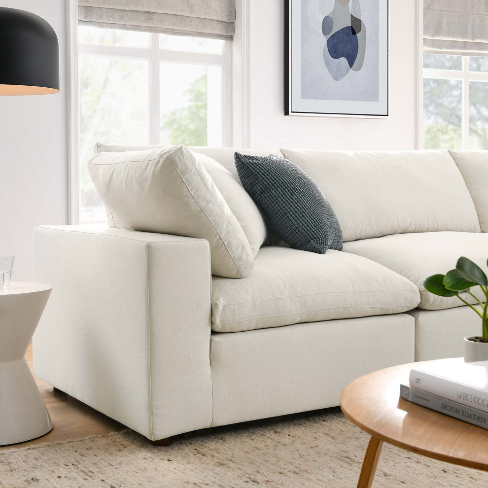 Modular Sectional Deep Sofa Set, Beige, Fabric, Modern, Lounge Cafe Hospitality