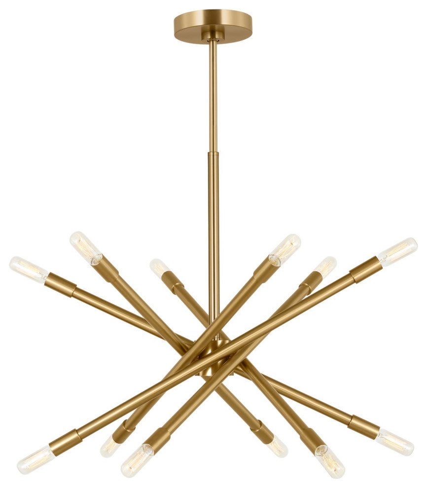 Eastyn 12-Light Indoor Large Chandelier, Burnished Brass Gold