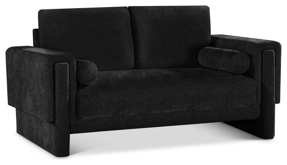 Madeline Chenille Fabric Upholstered Chair, Black, Loveseat