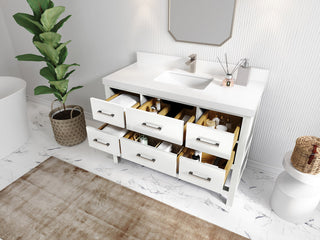 Parker 48 Single Sink Bath Vanity in White 2" Calacatta Laza