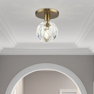 Whitfield 1-Light Natural Brass Crystal Semi-Flush
