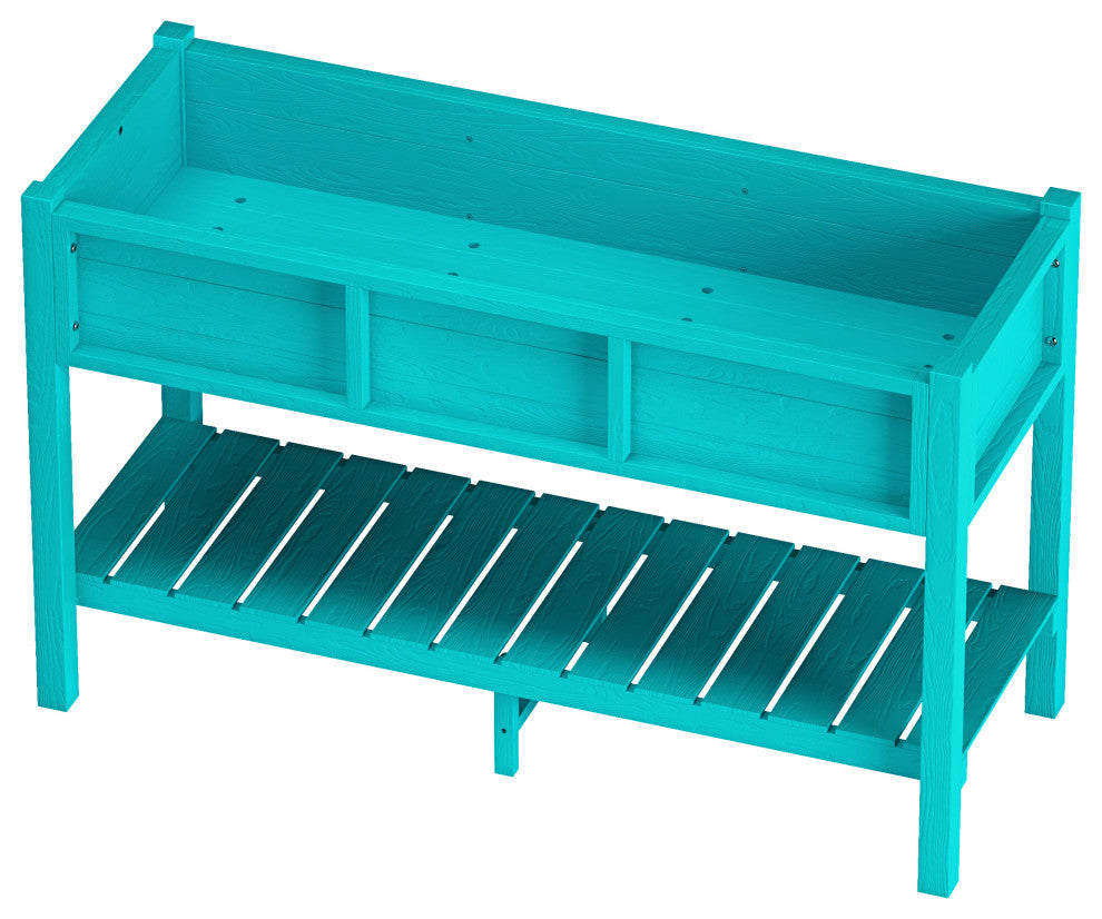 Rectangular Garden Planter Box Raised Garden Bed for Outdoor Balcony, Cyan