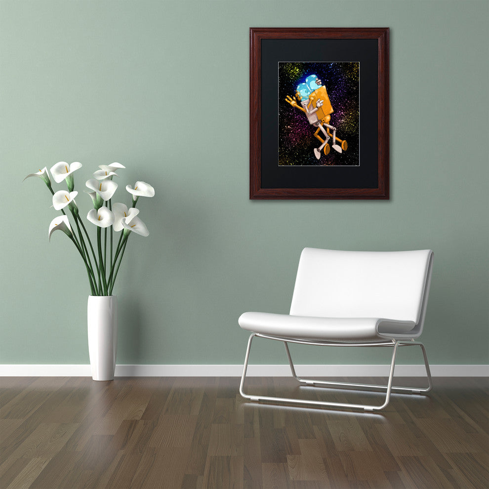 'Robo Love' Matted Framed Art, Wood Frame, Black Matte, 20x16