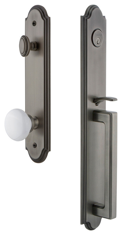 Arc 1-Piece Dummy Handleset, D Grip and Hyde Park Knob, Antique Pewter, 848647