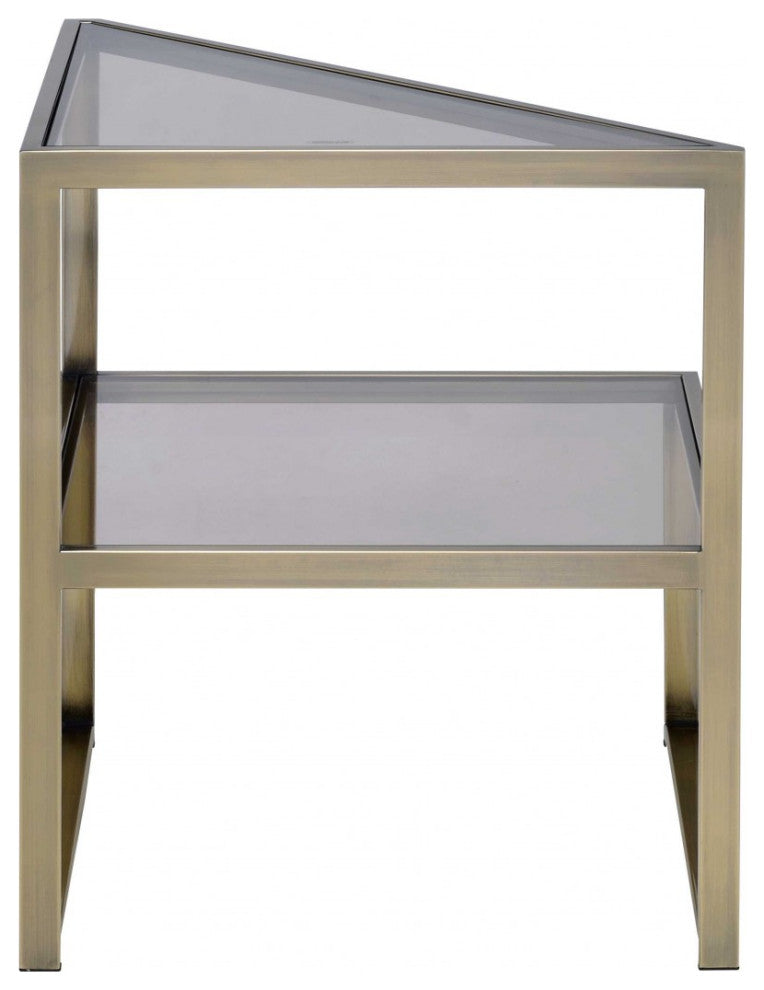 HomeRoots 18" X 18" X 22" Antique Brass Metal End Table