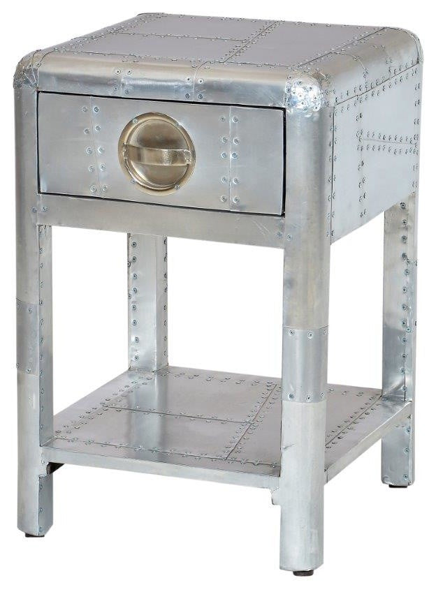 Aviator Aluminum Side Table With 1 Drawer