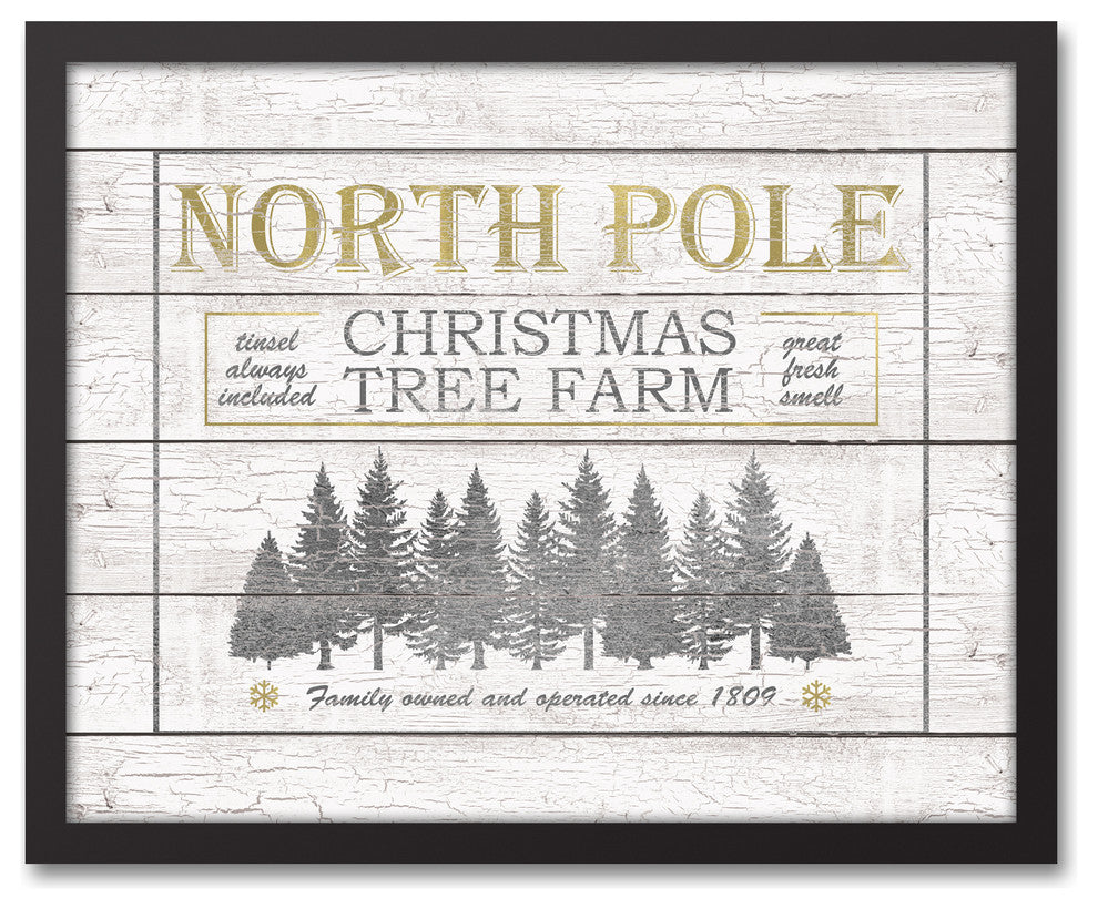 North Pole Christmas Tree Farm 16x20 Black Framed Canvas