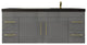 Rosa 60" Wall Mounted Modern Vanity, High Gloss Gray, Matt Black Top