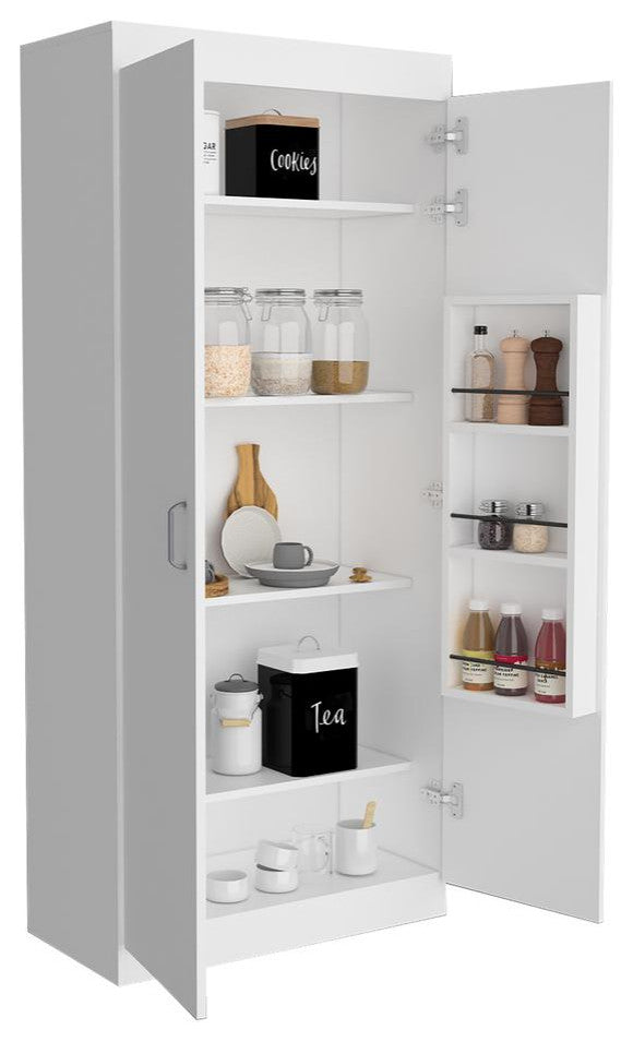 DEPOT E-SHOP Chad Pantry Double Door Cabinet, Five Shelves, Black