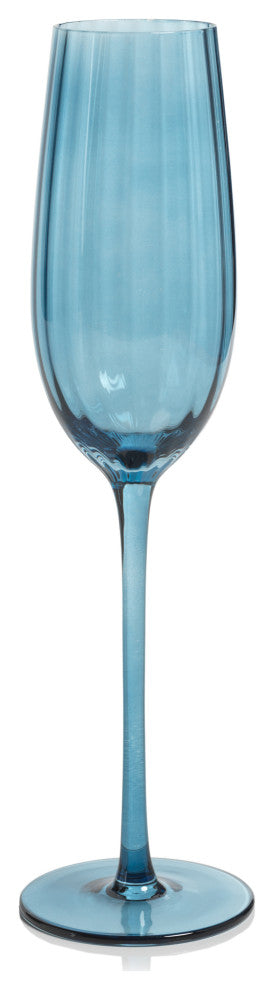 Malden Optic Champagne Flutes, Set of 4, Blue Azure