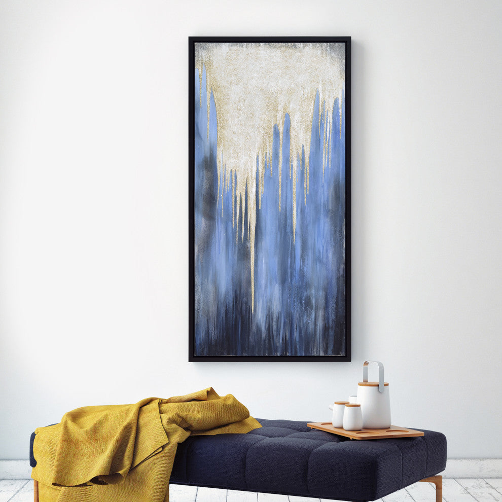 Snowy Drip 1 Textured Metallic Hand Painted Framed Wall Art by Martin Edwards
