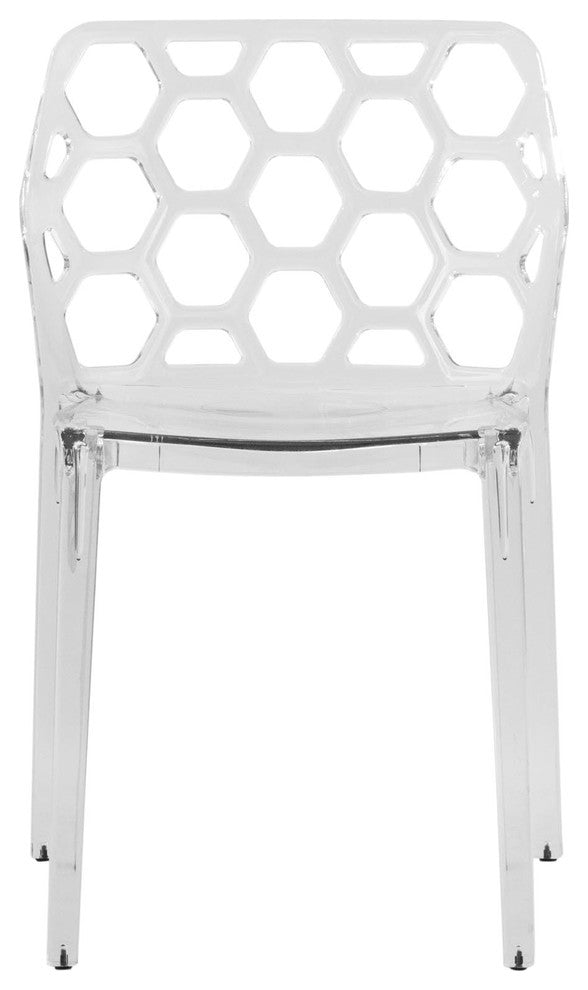 Leisuremod Dynamic HoneyComb Design Dining Chair, Set of 4, Clear