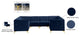 Alina Velvet Modular U-Shaped Sectional, Navy, 8-Piece: 4 Armless Chair, 4 Corner Chair