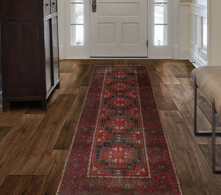 Semi Antique Cheri Red/Charcoal Runner, 3'3x9'6