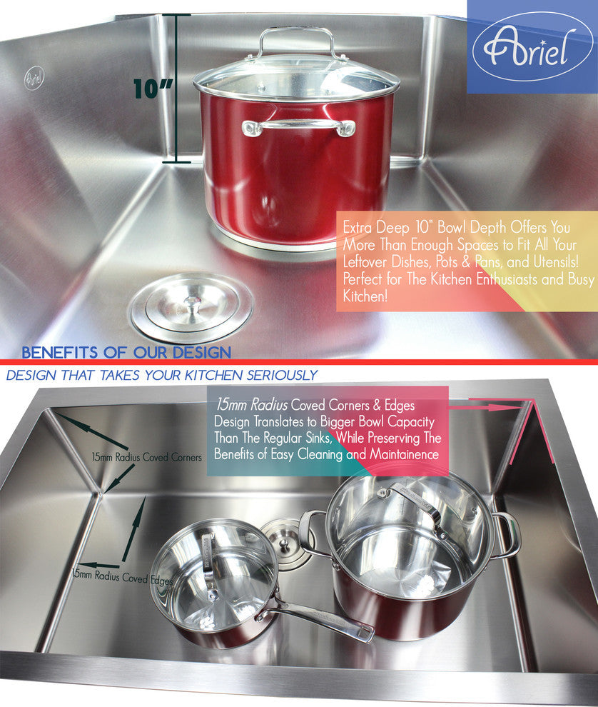 33" Drop-In/Top-Mount Stainless Steel Double Bowl Kitchen Sink