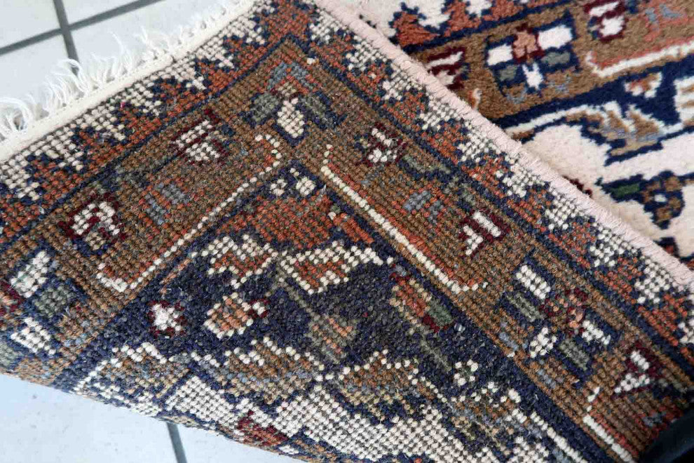Handmade Vintage Persian Hamadan Rug 1.9'x3.1', 60cmx97cm 1970s