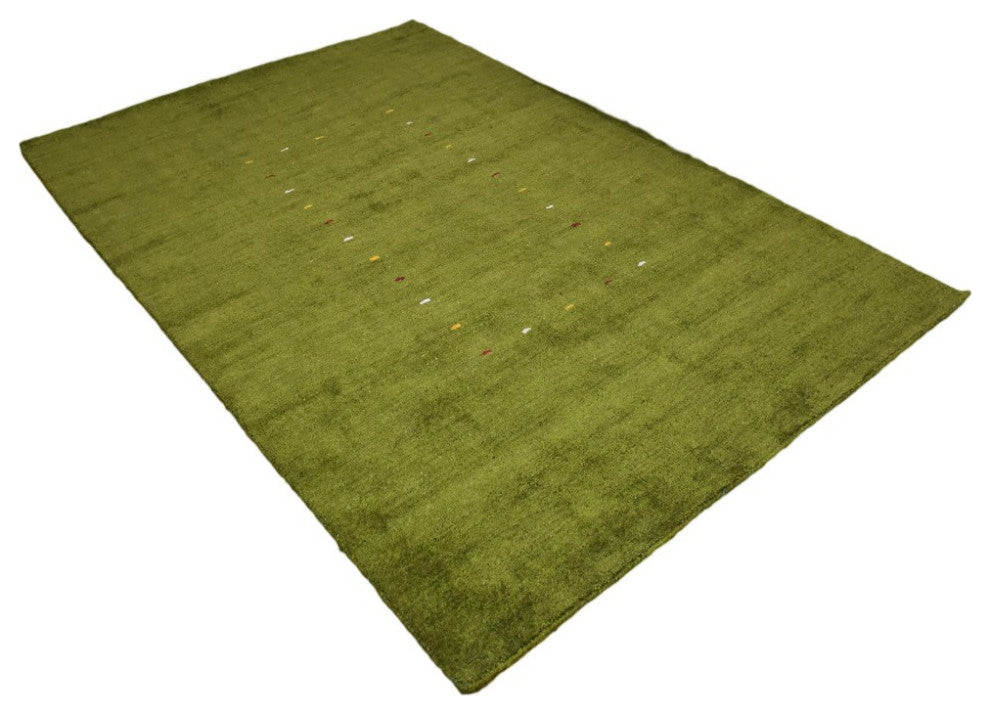 Hand Knotted Loom Silk Mix Area Rug Contemporary Green