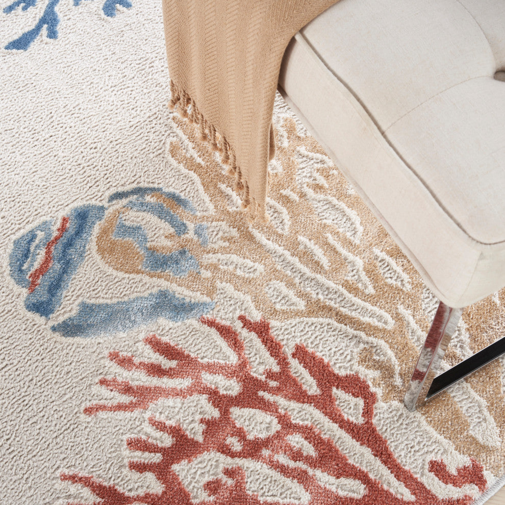 Nourison Pompeii 7'10" x 9'10" Ivory/Multi Nature-inspired Indoor Rug