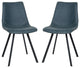 Markley Modern Leather Dining Chair With Metal Legs Set of 2, Peacock Blue