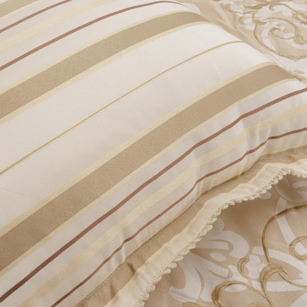 Aico Amini Luxembourg 12 Pc Queen Comforter Set in Creme