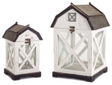 Barn Lantern (Set of 2) 10.5"H, 14.5"H Wood