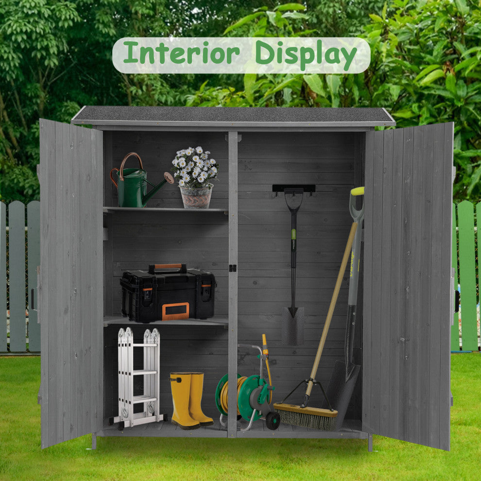 Outdoor Storage Shed With Lockable Door, Gray