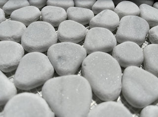 Pebble Stone Mosaic Tile Carrara White Marble River Rocks Tumbled, 1 sheet