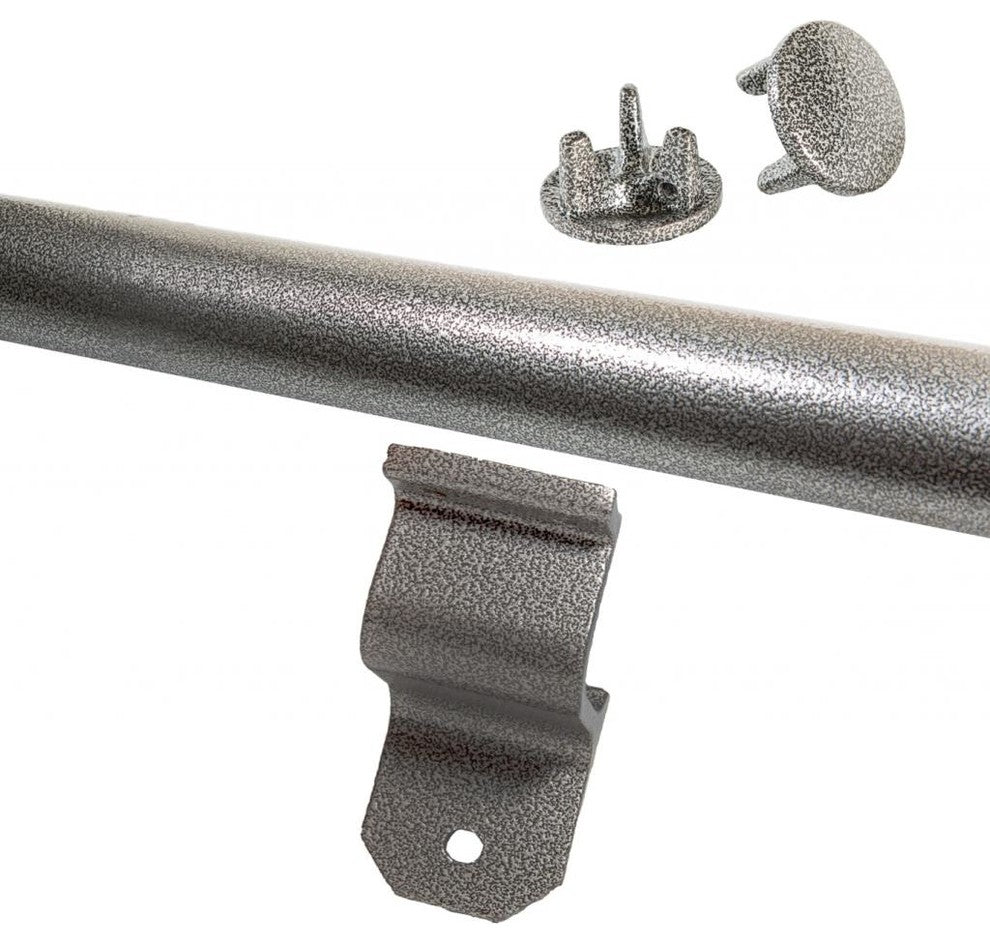 Aluminum 8' Exterior ADA Handrail Kit Includes 3 Wall Brackets, Silver Vein
