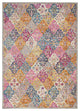 5' X 7' Pink And Gray Geometric Dhurrie Area Rug