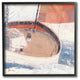 Sailboat Waves Ocean Sea Pink Blue Beach Painting, 12"x12", Black Frame