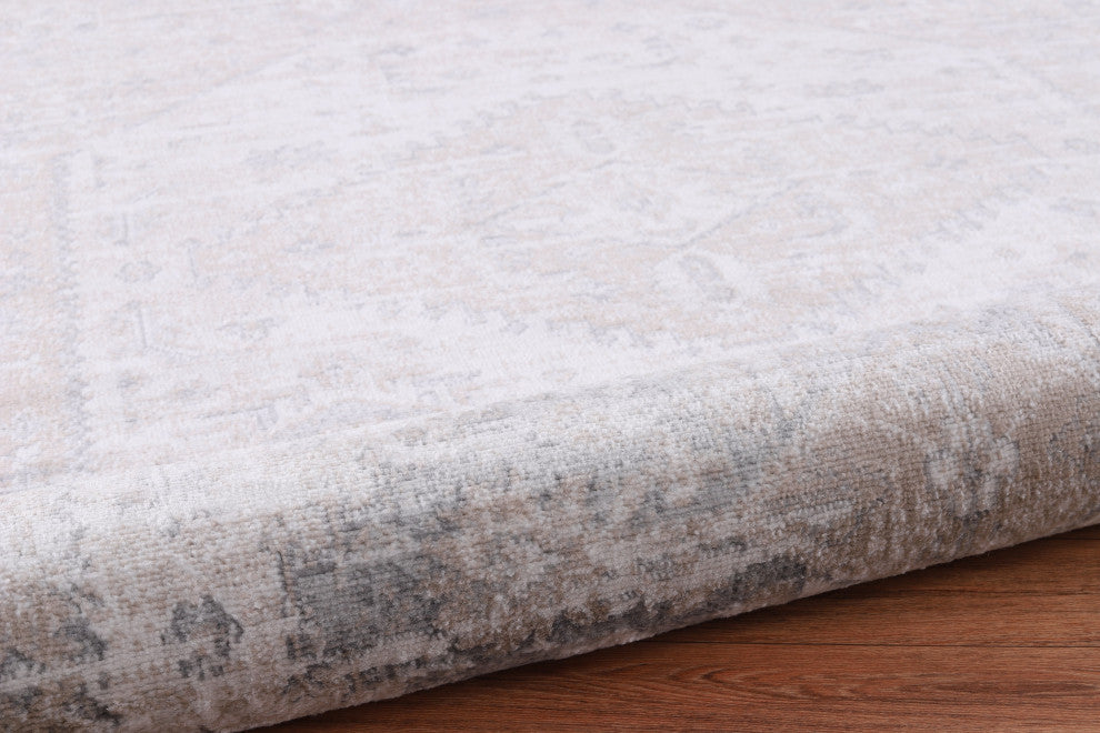 Low-Pile Beck Beige/Gray Rug, Beige, 7'9"x10'