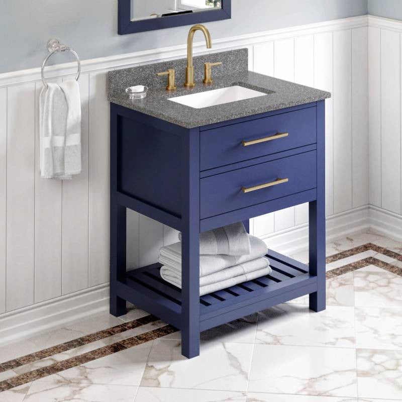 Wavecrest Contemporay Hale Blue 30" Vanity, Boulder Cultured Marble Top