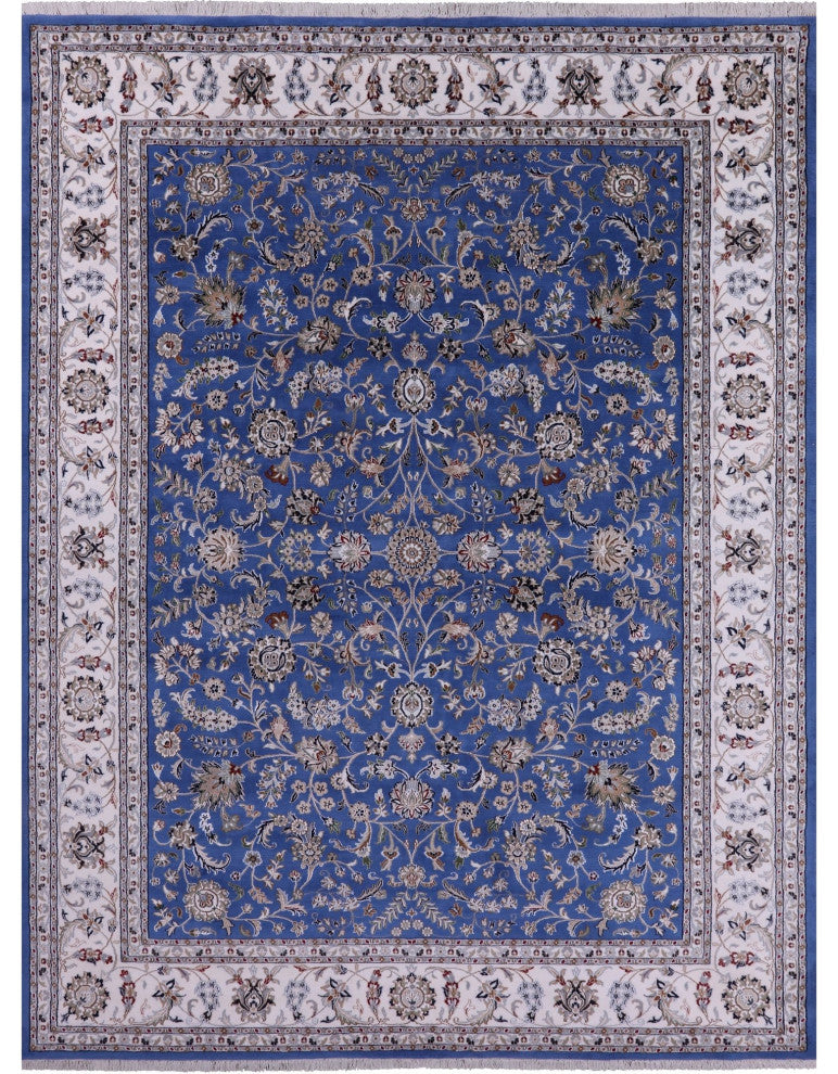 9' 1" X 12' 3" Persian Nain Hand-Knotted Wool and Silk Rug Q11612