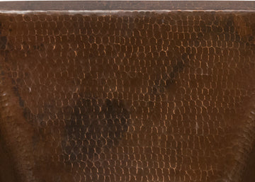 15" Square Hammered Copper Bar/Prep Sink With 2" Drain Opening