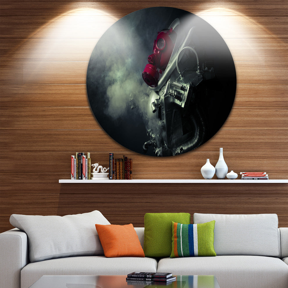 Post Apocalyptic Survivor, Portrait Digital Art Disc Metal Artwork, 11"