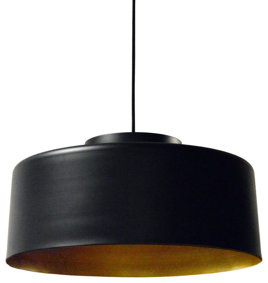 1-Light Metal Pendant, Black & Gold Finish