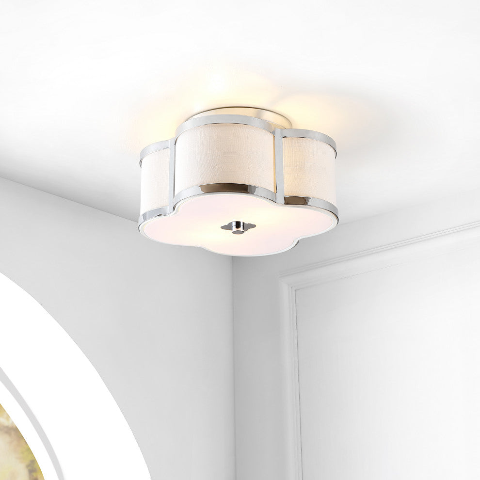 Quatrefoil 13" Scalloped Shade Metal Classic Glam LED Flush Mount, Chrome