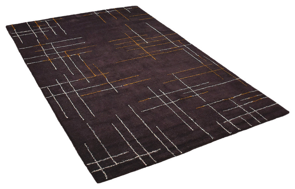 HAND KNOTTED LOOM SILK ECO-FRIENDLY RUGS-5'x8',Rectangle,Brown Gold,Contemporary
