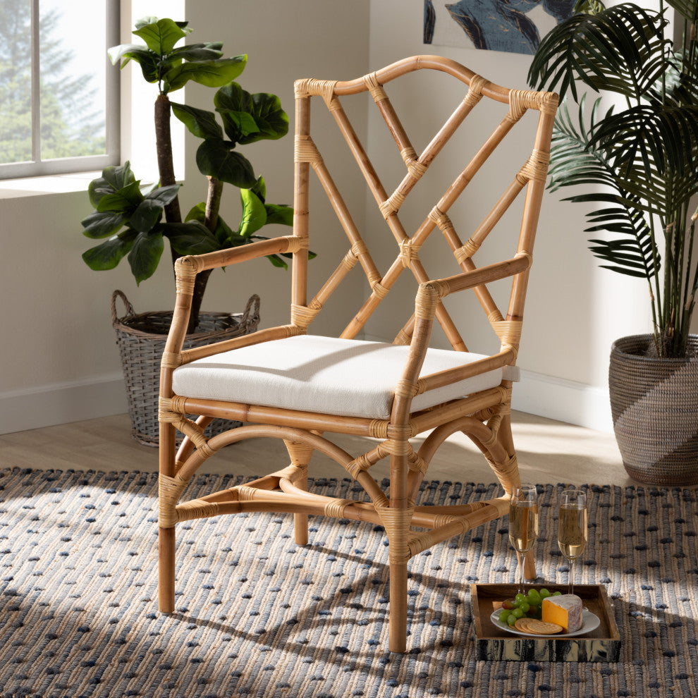 Baxton Studio Delta Modern and Contemporary Natural Finished Rattan Armchair