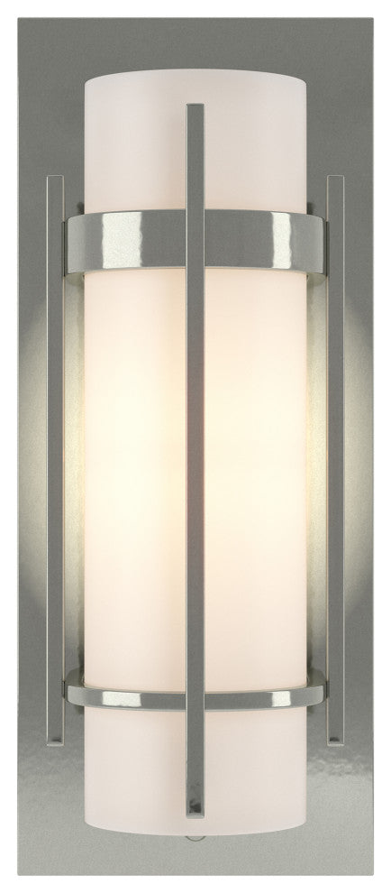 Banded with Bar Sconce, Sterling Finish, Opal Glass